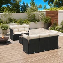 Black 6-Piece Garden Sofa Set for Outdoor Relaxation