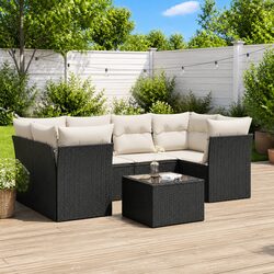Compact and Stylish 7 Piece Black Garden Sofa Set