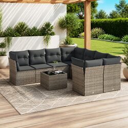 Compact 9-Piece Garden Sofa Set with Cushions