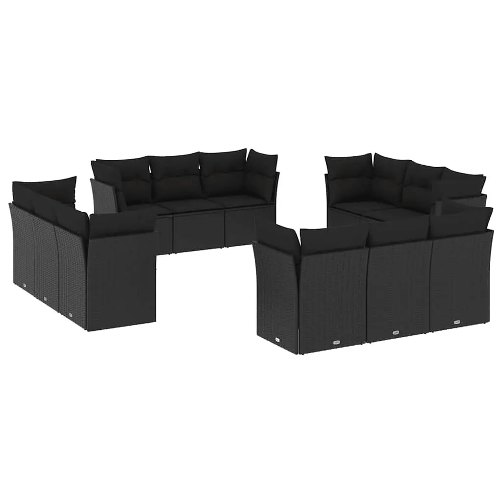 Garden Sofa Set Black 12 Piece Modular Outdoor Patio Furniture