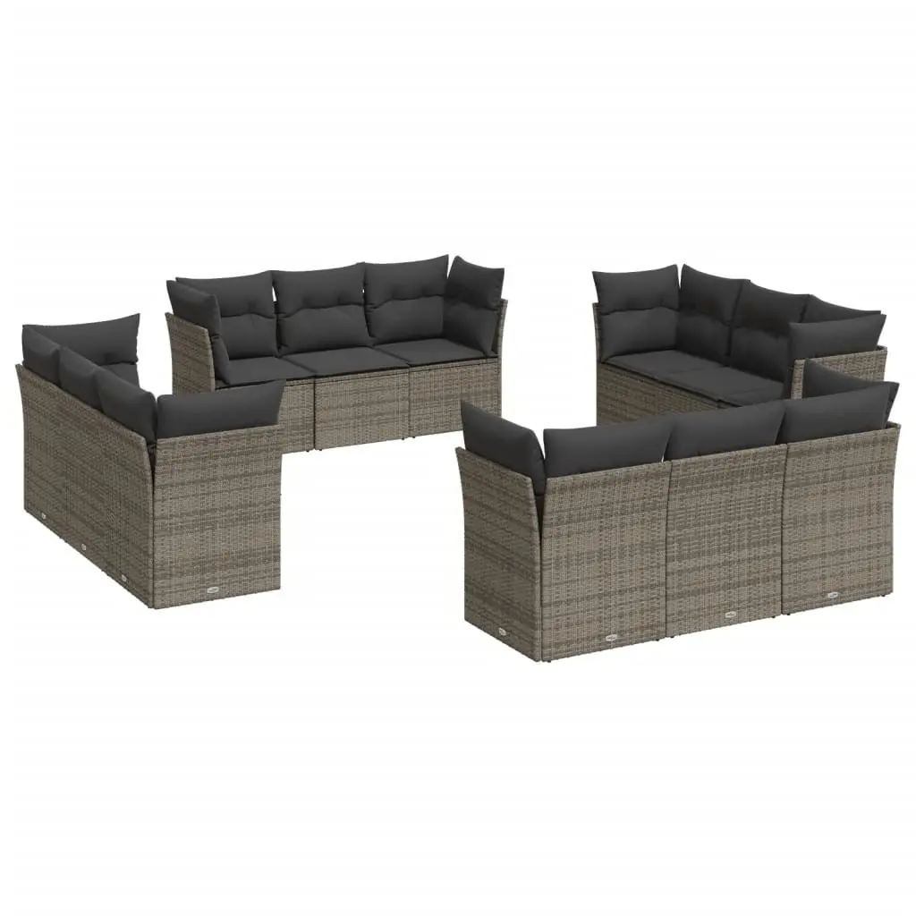 Garden Sofa Set 12 Piece Outdoor Furniture Patio Lounge Grey Poly Rattan Modular