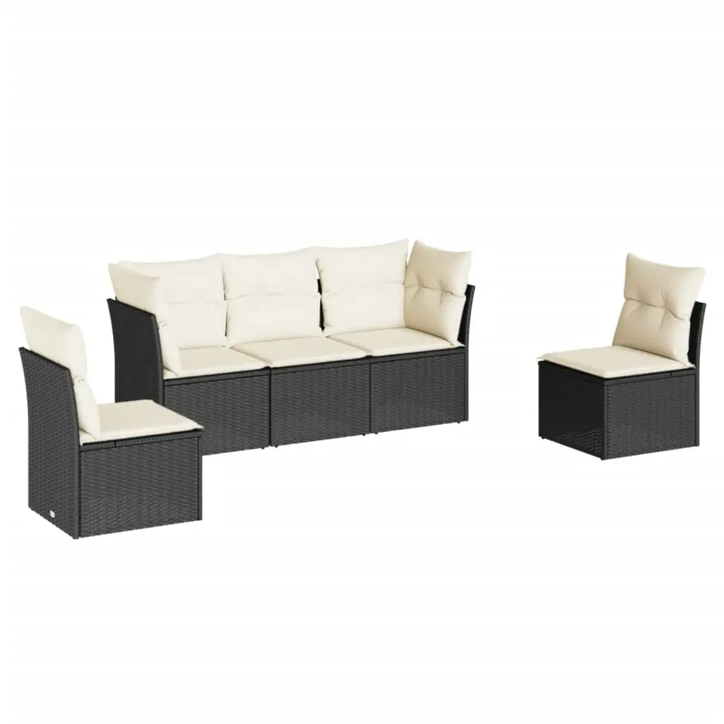 Garden Sofa Set 5 Piece Outdoor Furniture Patio Seating Black Poly Rattan
