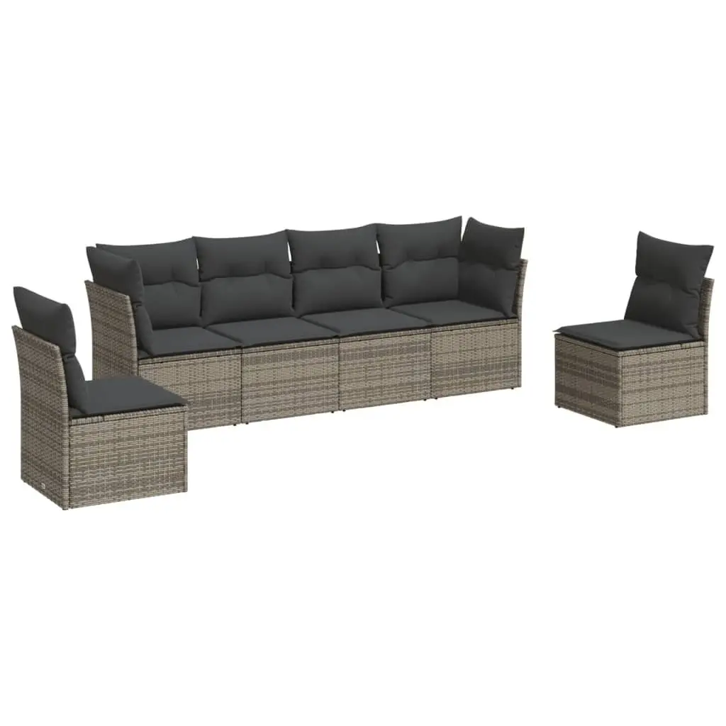 Outdoor Garden Sofa Set 6 Piece Poly Rattan Grey Modular Patio Furniture