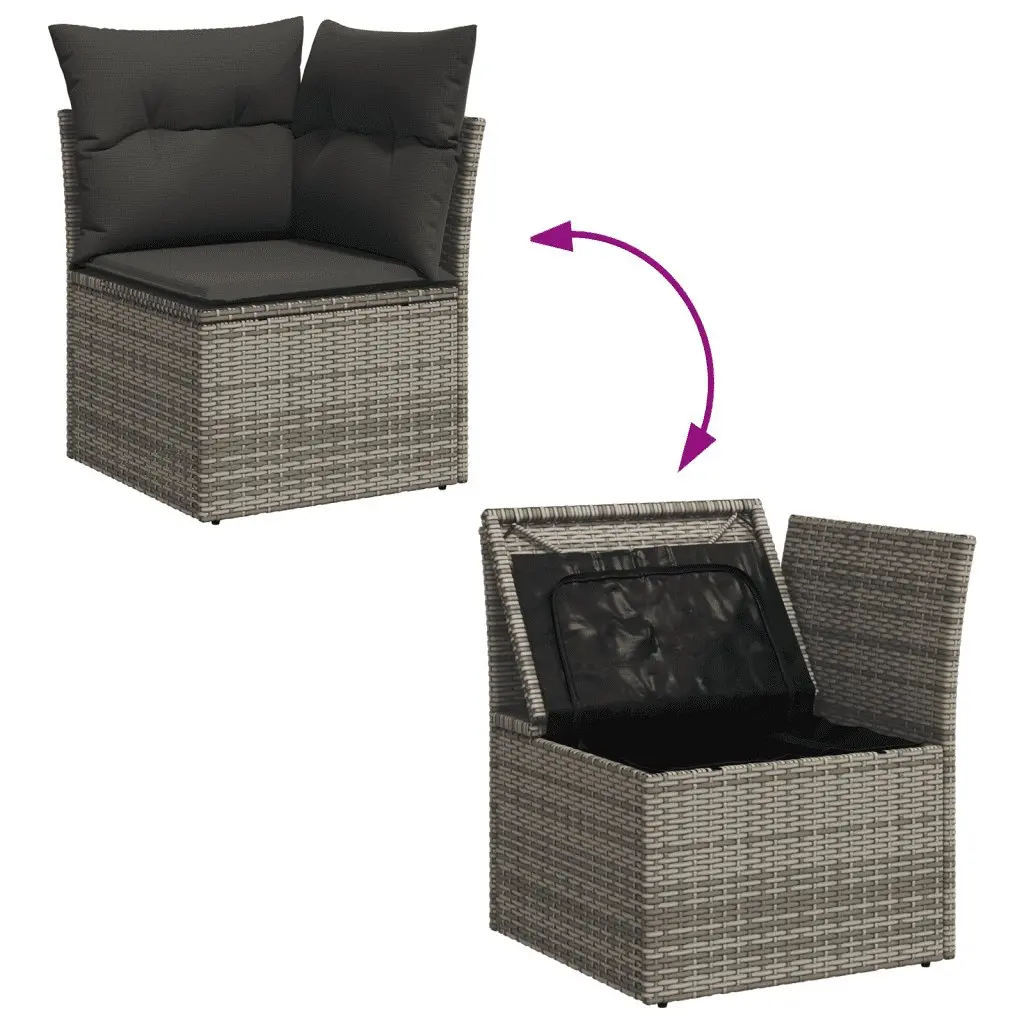Outdoor Garden Sofa Set 6 Piece Poly Rattan Grey Modular Patio Furniture