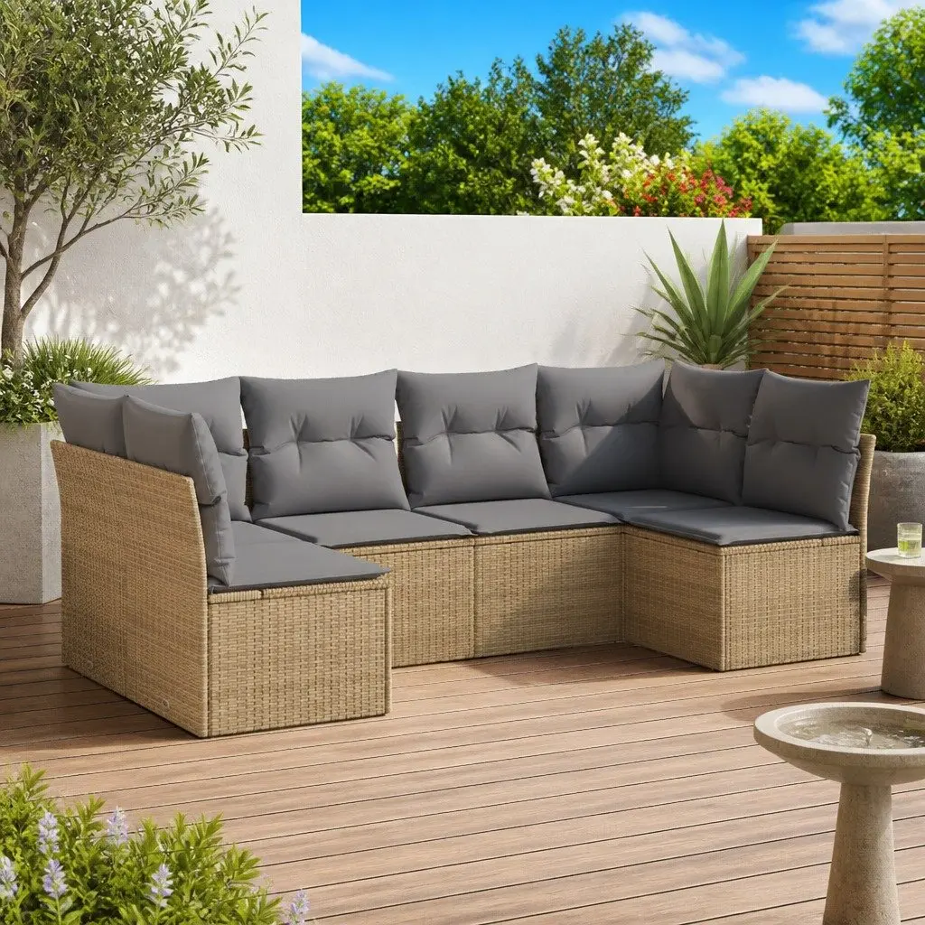 6-Piece Modular Outdoor Sofa Set in Beige