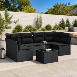 Concise Comfort: 7 Piece Outdoor Sofa Set in Black