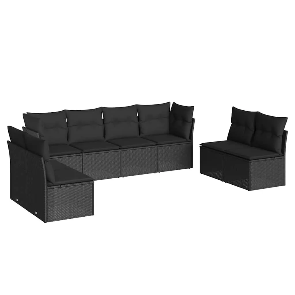 Garden Sofa Set Black 8 Piece Modular Outdoor Furniture Weather Resistant
