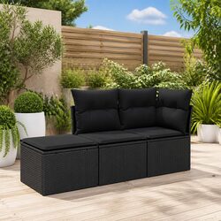 Compact and Durable Black Rattan Garden Sofa Set