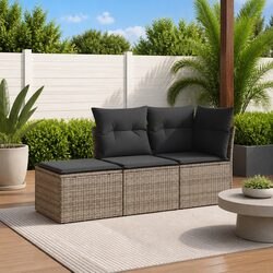 3 Piece Garden Sofa Set in Grey