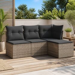 4 Piece Grey Sofa Set for Outdoor Relaxation