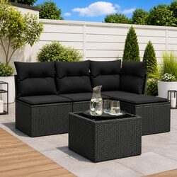 5 Piece Black Outdoor Sofa Set