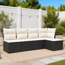 Outdoor Sofa Set 5 Piece Garden Furniture Patio Rattan Sectional with Cushions