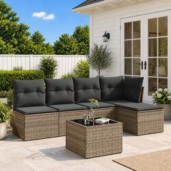 6 Piece Garden Sofa Set in Grey
