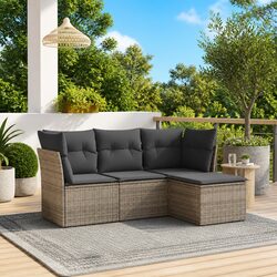 4 Piece Grey Garden Sofa Set with Modular Design