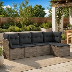 Compact 5 Piece Garden Sofa Set in Grey Rattan
