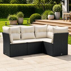 4-Piece Black Rattan Sofa Set for Your Patio