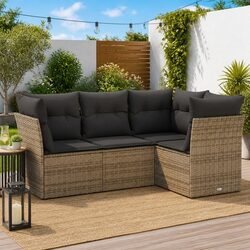 Concise 4-Piece Grey Garden Sofa Set