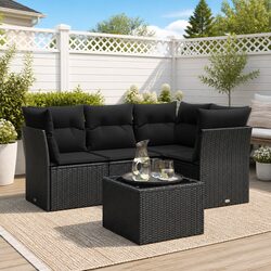5-Piece Modular Garden Sofa Set in Black