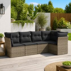 5-Piece Grey Rattan Outdoor Sofa Set: Stylish and Functional