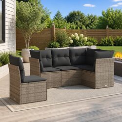 Garden Sofa Set 5 Piece Outdoor Furniture Patio Grey with Storage Cushions