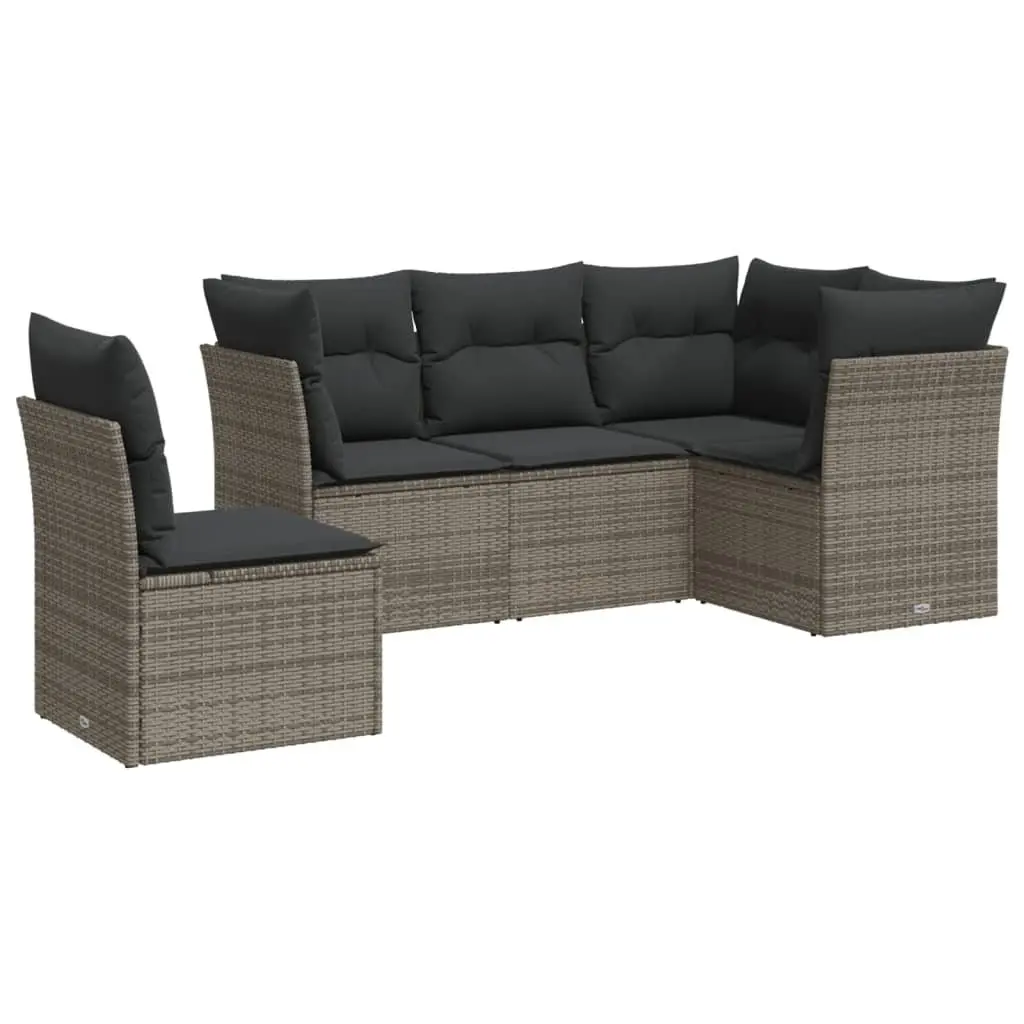 Garden Sofa Set Grey 5 Piece Outdoor Furniture with Storage Cushions