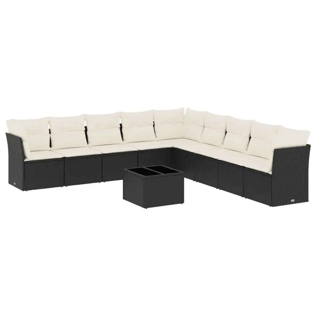 Garden Sofa Set Black 10 Piece Modular Outdoor Furniture Weather Resistant PE Rattan