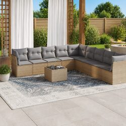 Concise 10-Piece Outdoor Sofa Set in Beige