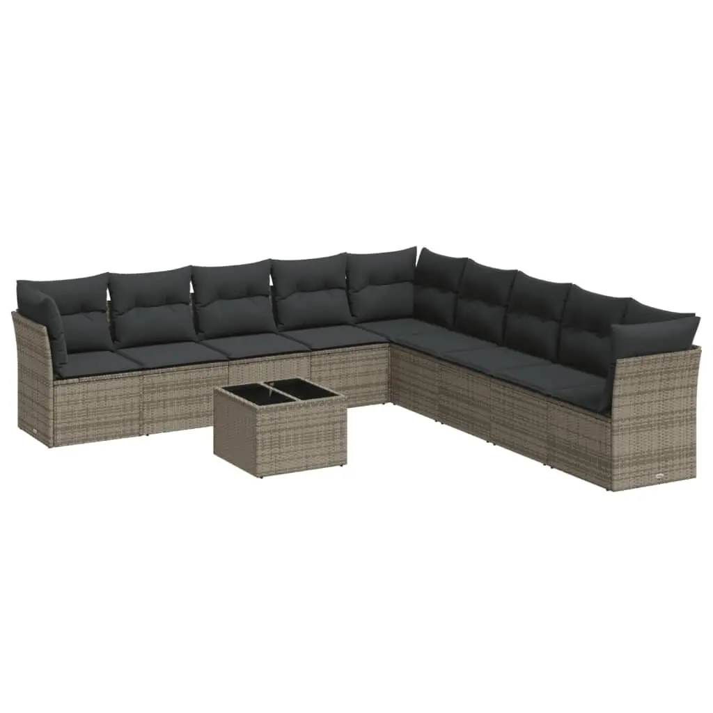 10 Piece Garden Sofa Set Outdoor Patio Furniture with Cushions Grey