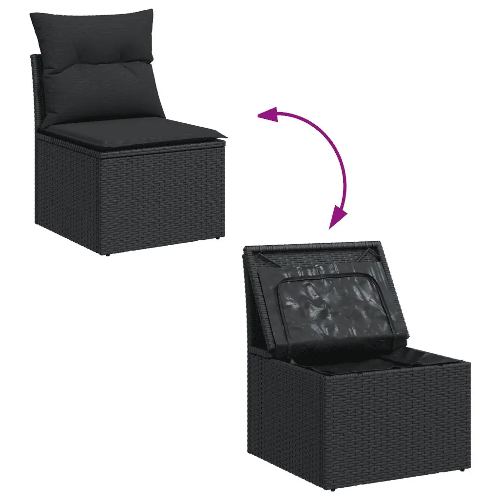 Garden Sofa Set 11 Piece Outdoor Furniture Black Poly Rattan Patio Seating