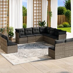 11 Piece Outdoor Sofa Set in Grey Rattan