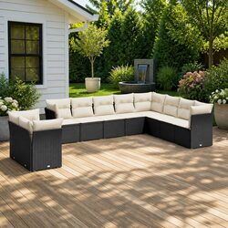 10-Piece Black Garden Sofa Set for Relaxing Outdoors