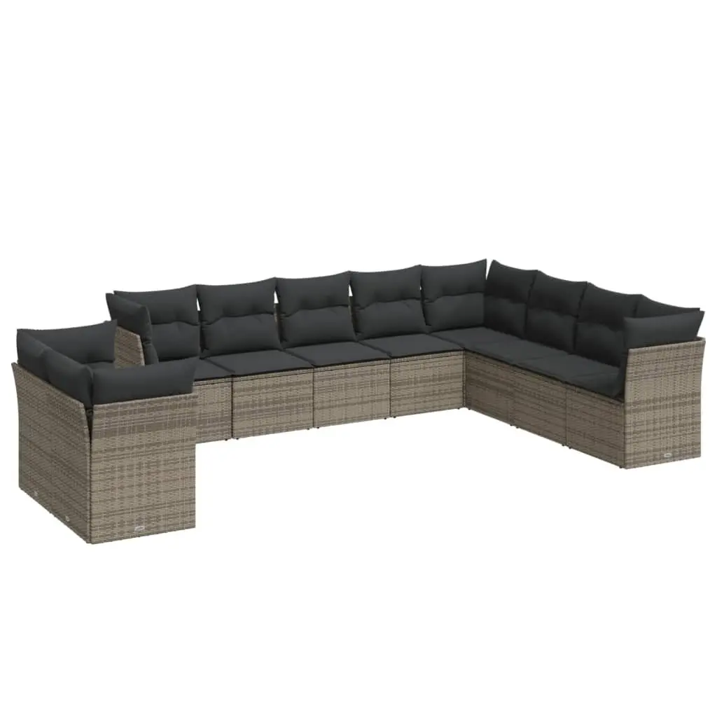 Garden Sofa Set 10 Piece Outdoor Furniture Patio Grey Poly Rattan Modular