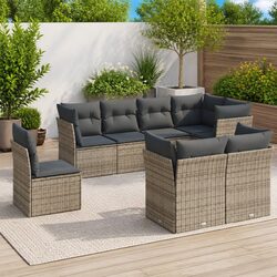 8-Piece Garden Sofa Set in Grey Rattan