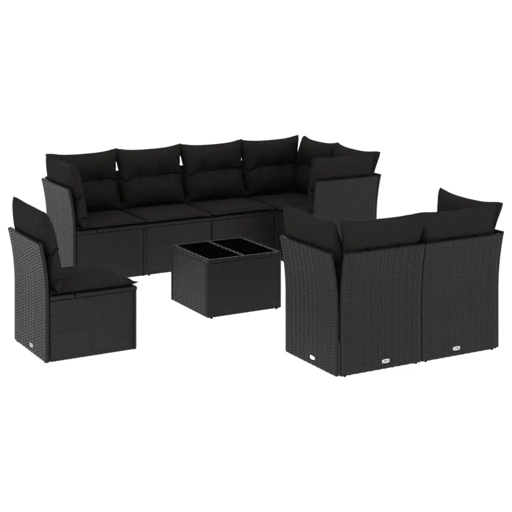 Black Garden Sofa Set with Storage Options