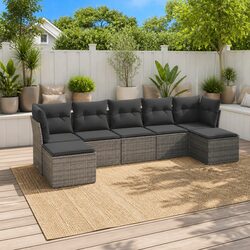 7-Piece Poly Rattan Garden Sofa Set