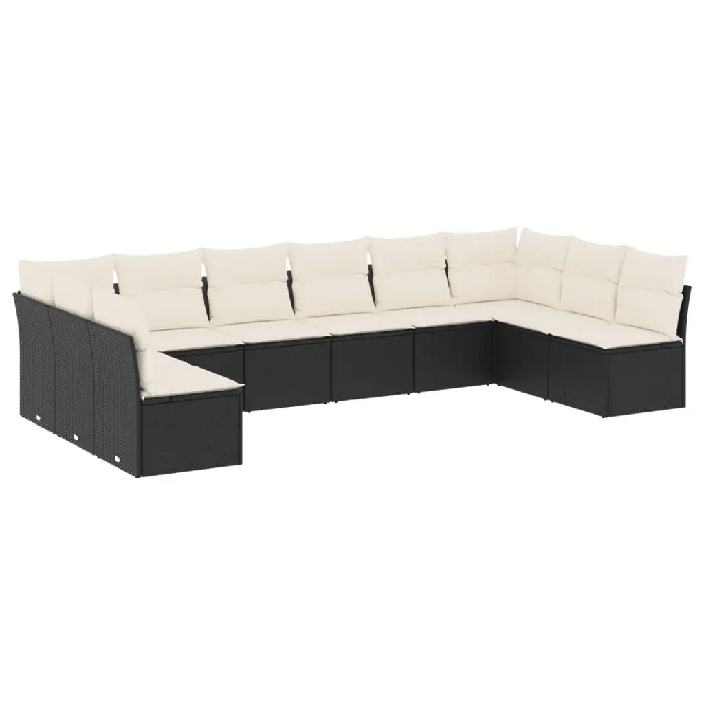 Garden Sofa Set 10 Piece Outdoor Furniture Patio Seating Black Poly Rattan