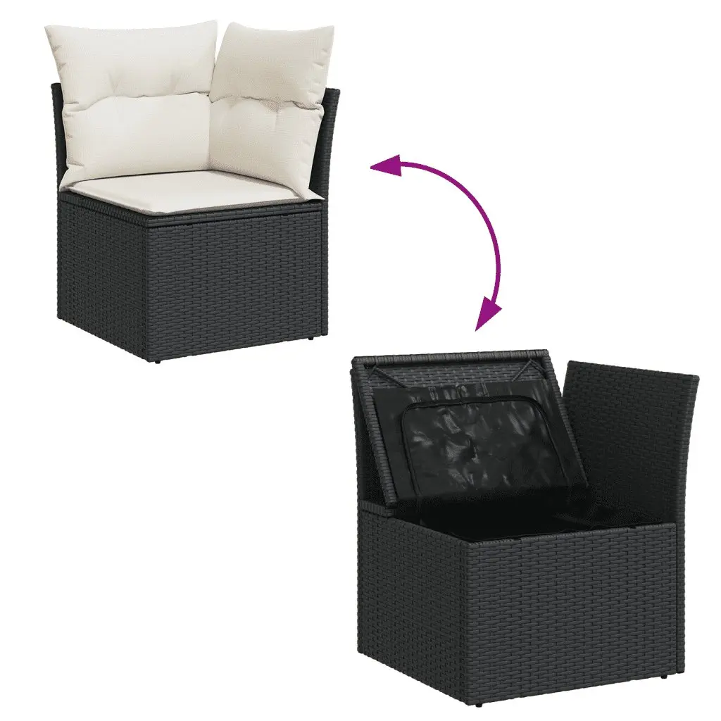 Garden Sofa Set 11 Piece Outdoor Furniture Black Poly Rattan Modular Patio