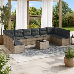 Stylish 11 Piece Grey Garden Sofa Set for Outdoor Enjoyment