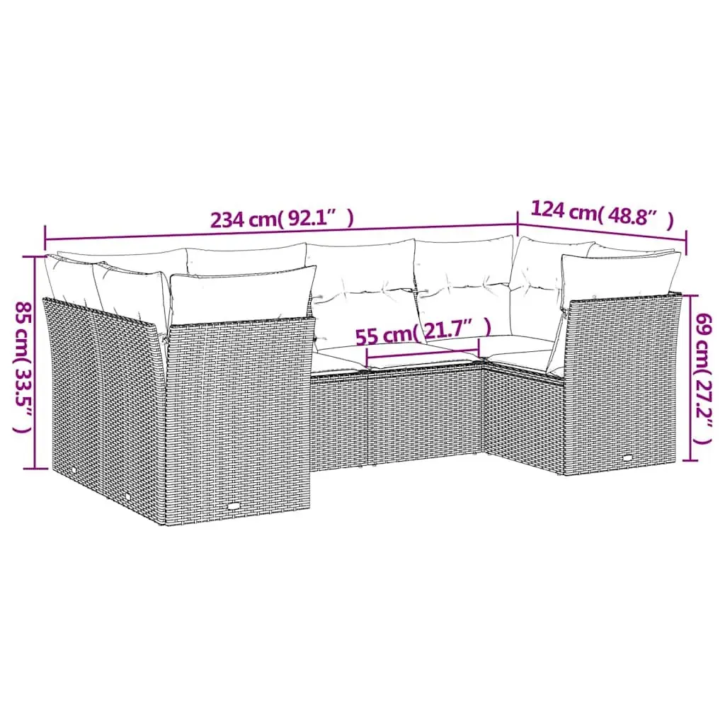 Garden Sofa Set Black 6 Piece Modular with Cushions and Storage Outdoor PE Rattan