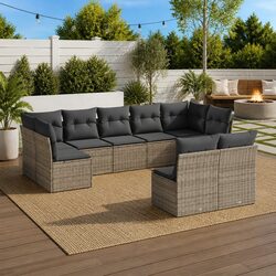 Concise 9 Piece Garden Sofa Set in Grey