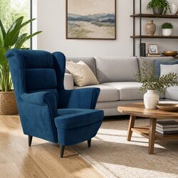 Concise Blue Velvet Armchair Design