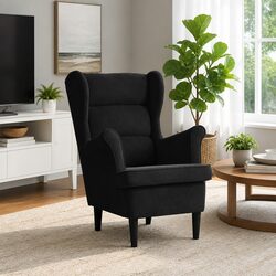 Black Velvet Lounge Chair with Padded Backrest