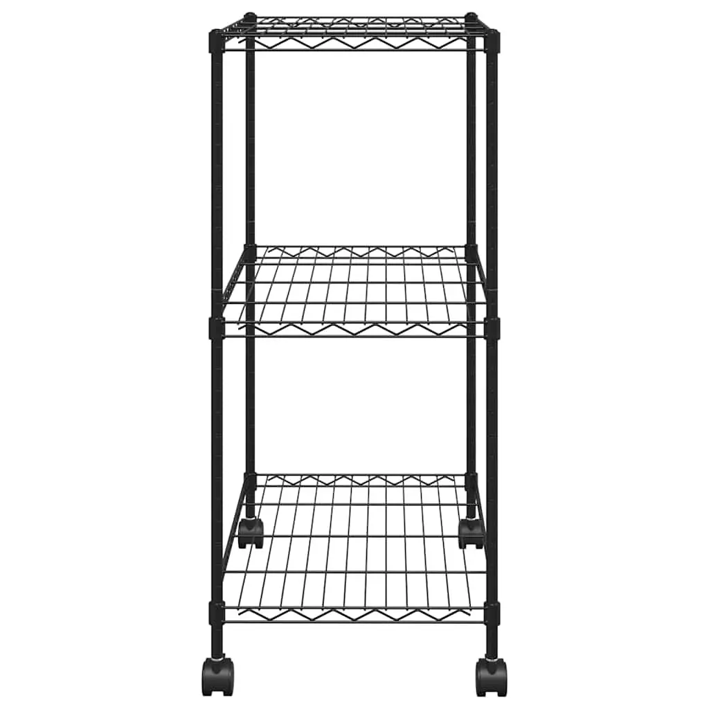 3-Tier Storage Rack Black 60x35x81cm Mobile Shelving Unit