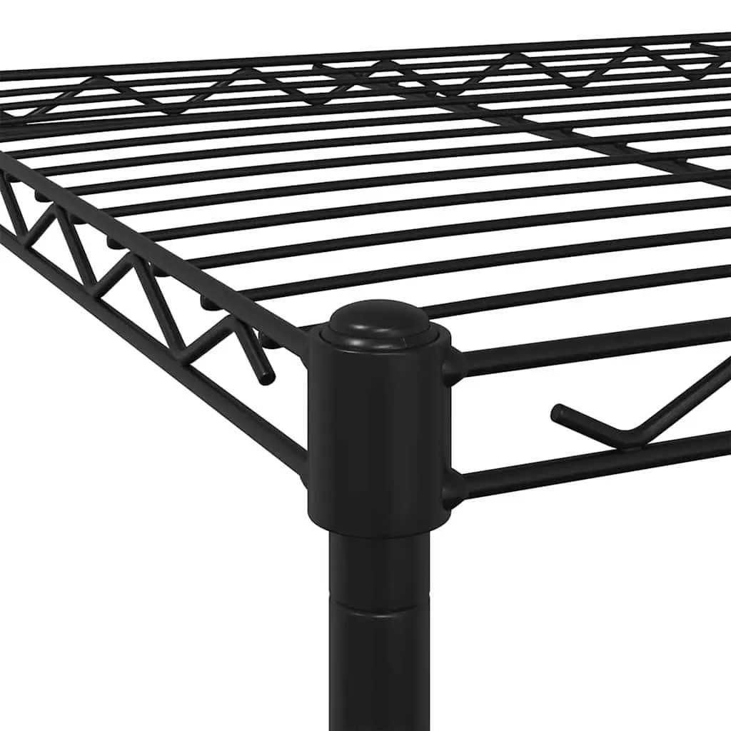4-Tier Storage Shelf Black Iron Heavy Duty with Wheels