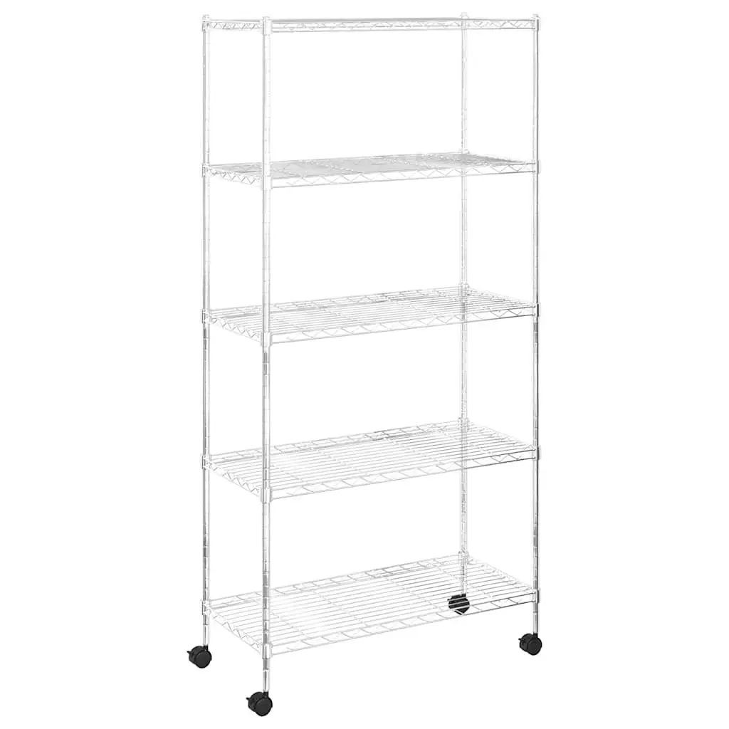 5-Tier Wire Storage Shelf on Wheels Industrial Organization Garage Kitchen