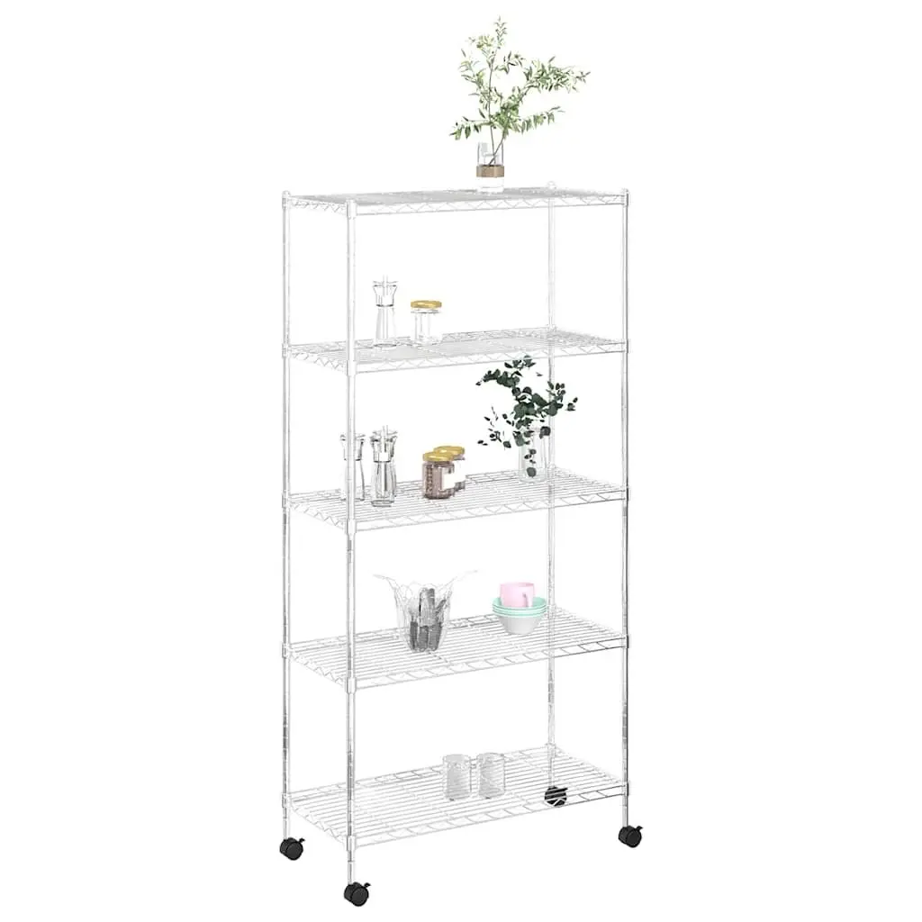 5-Tier Wire Storage Shelf on Wheels Industrial Organization Garage Kitchen
