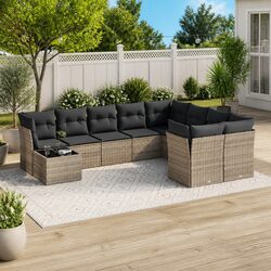 10 Piece Grey Rattan Garden Sofa Set for Relaxation
