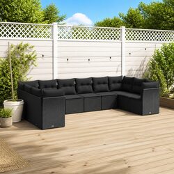 10 Piece Black Garden Sofa Set for Outdoor Comfort