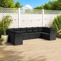 10 Piece Black Garden Sofa Set for Outdoor Comfort