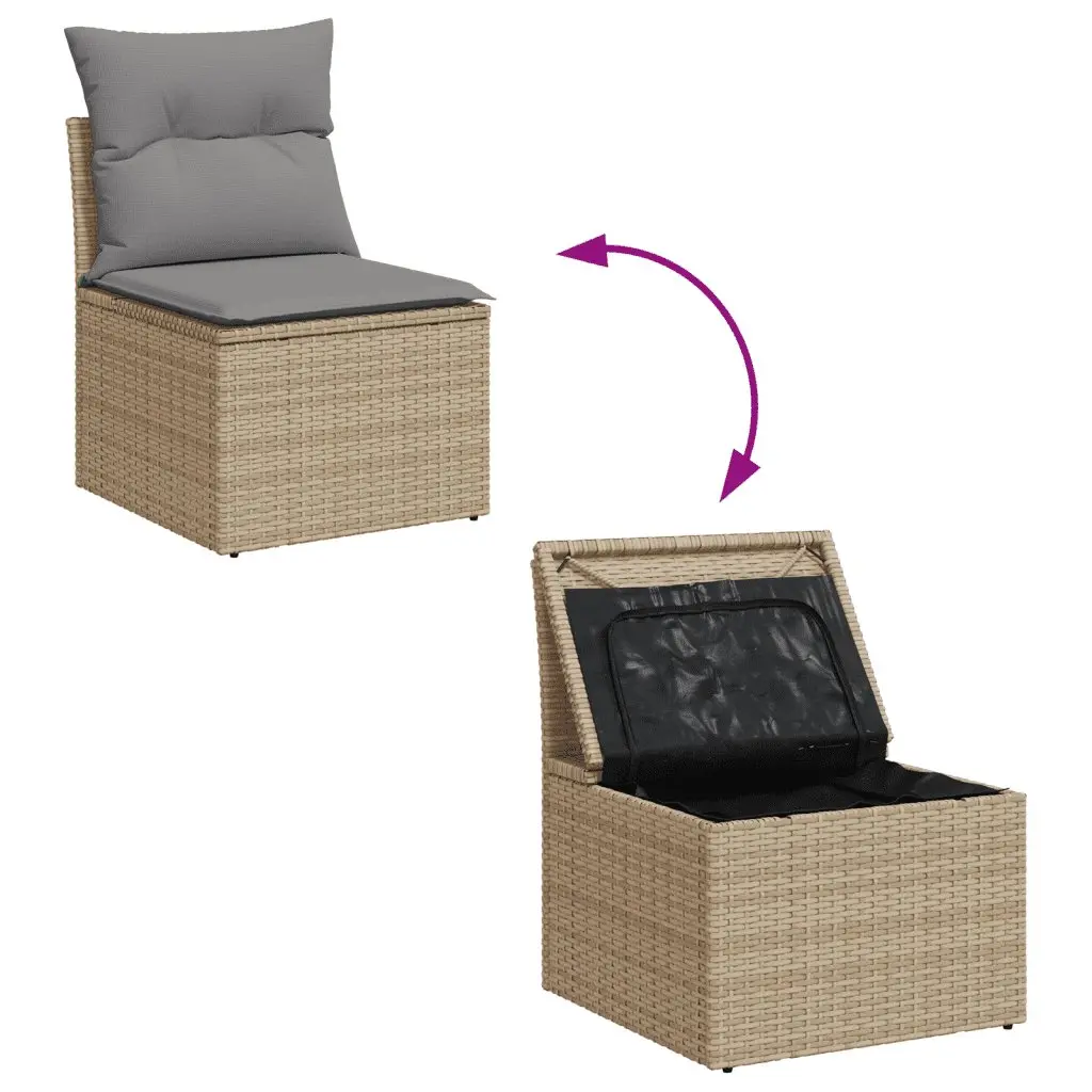 Garden Sofa Set 10 Piece Outdoor Furniture Beige Poly Rattan Patio Modular